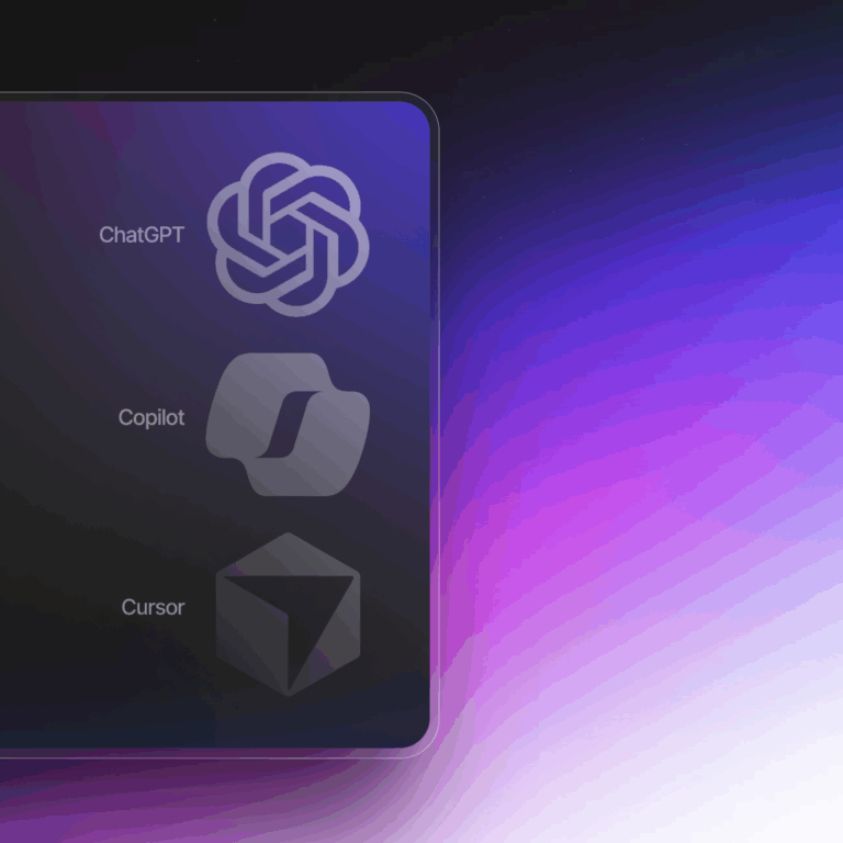 Logo for ChatGPT, Copilot and Cursor. 