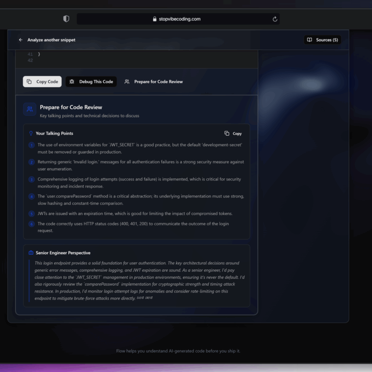 Screenshot of prepare for code review feature. 