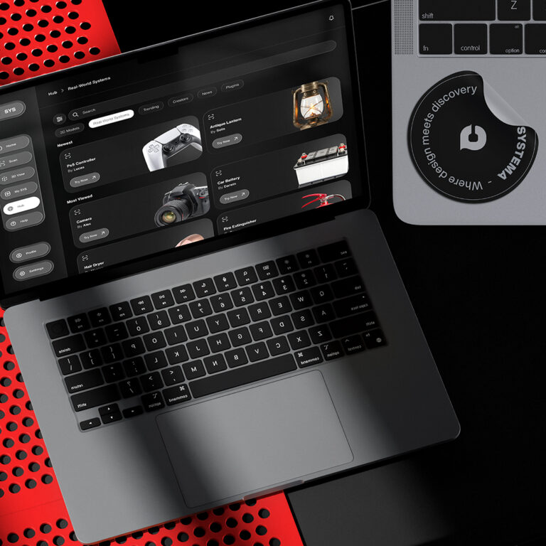 Laptop Mockup On metal racks