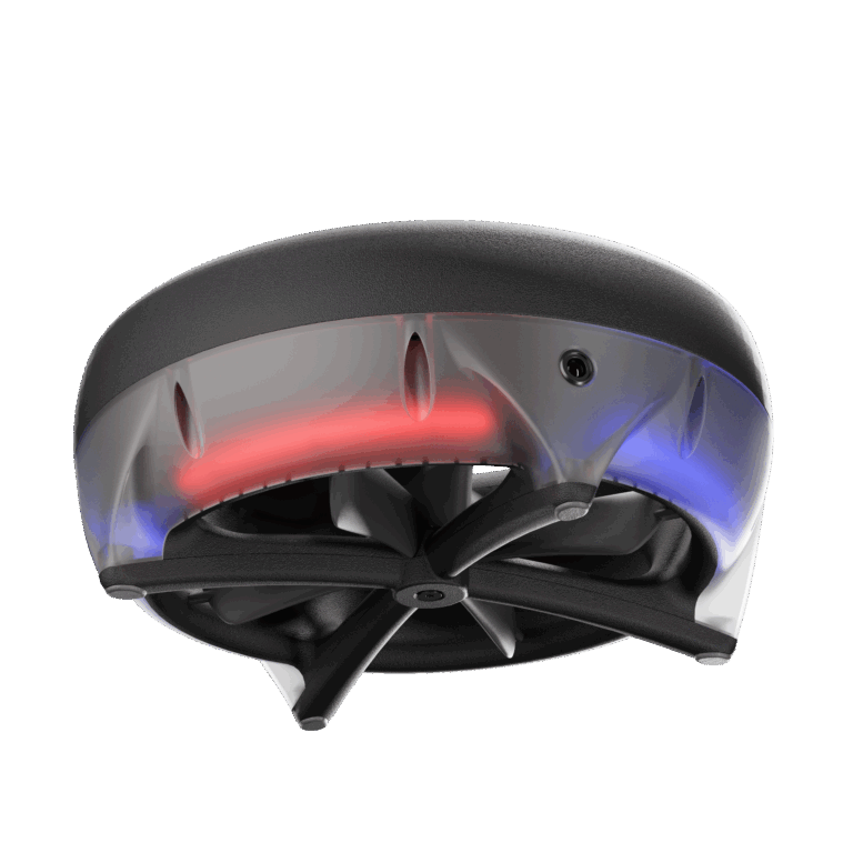 View looking up at bottom of drone