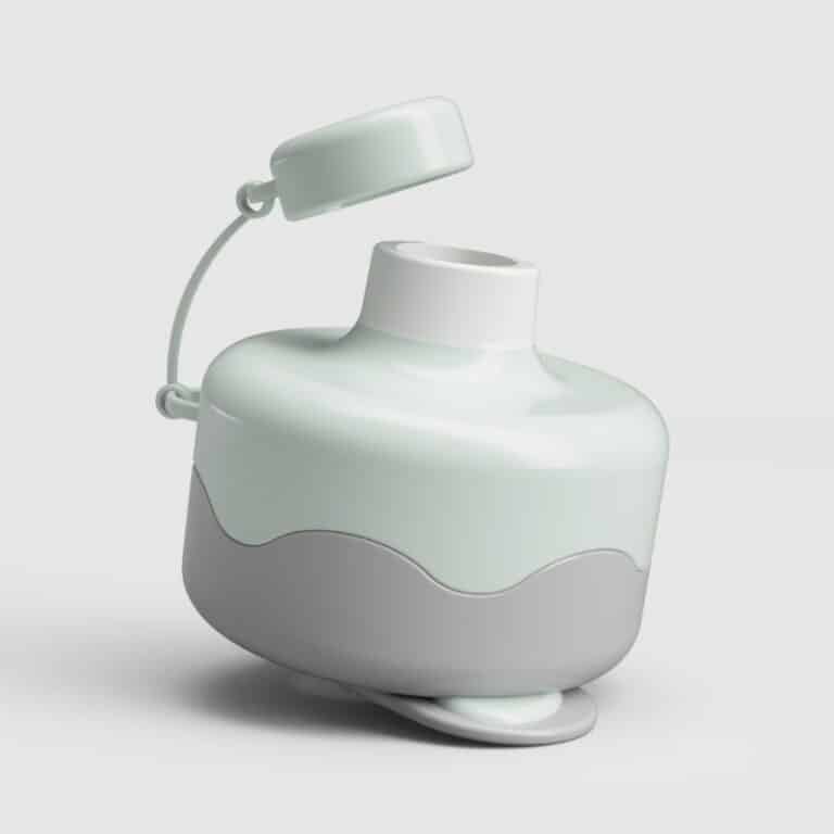 breathe lite asthma spacer with mouthpiece cap lifted off and slider rotated to the side