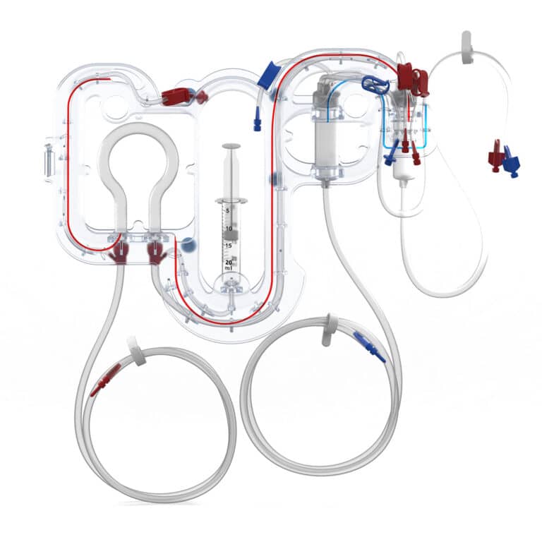 A render of the product - Diasette, with consumable bloodlines installed. 