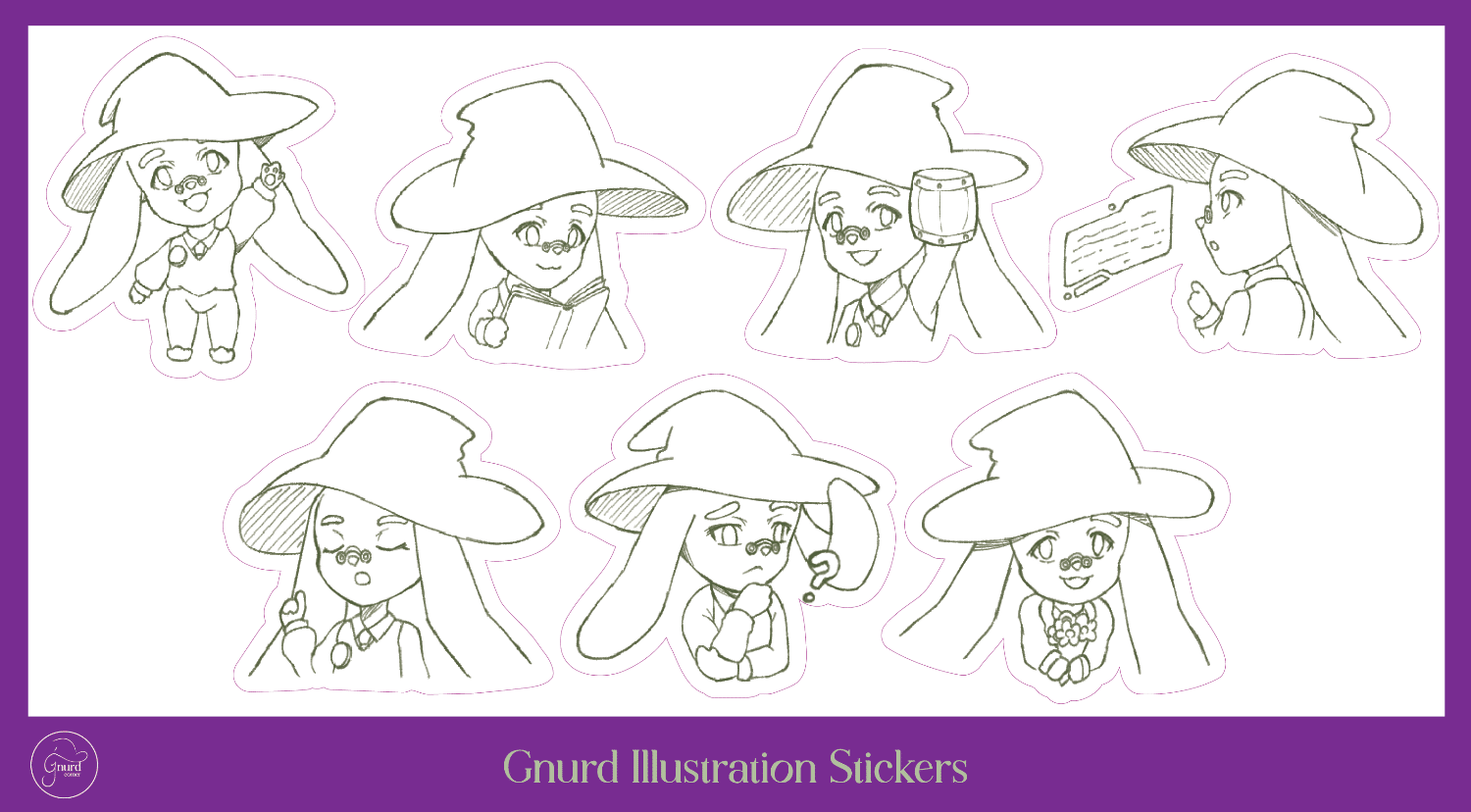 Gnurd Stickers, Illustration version