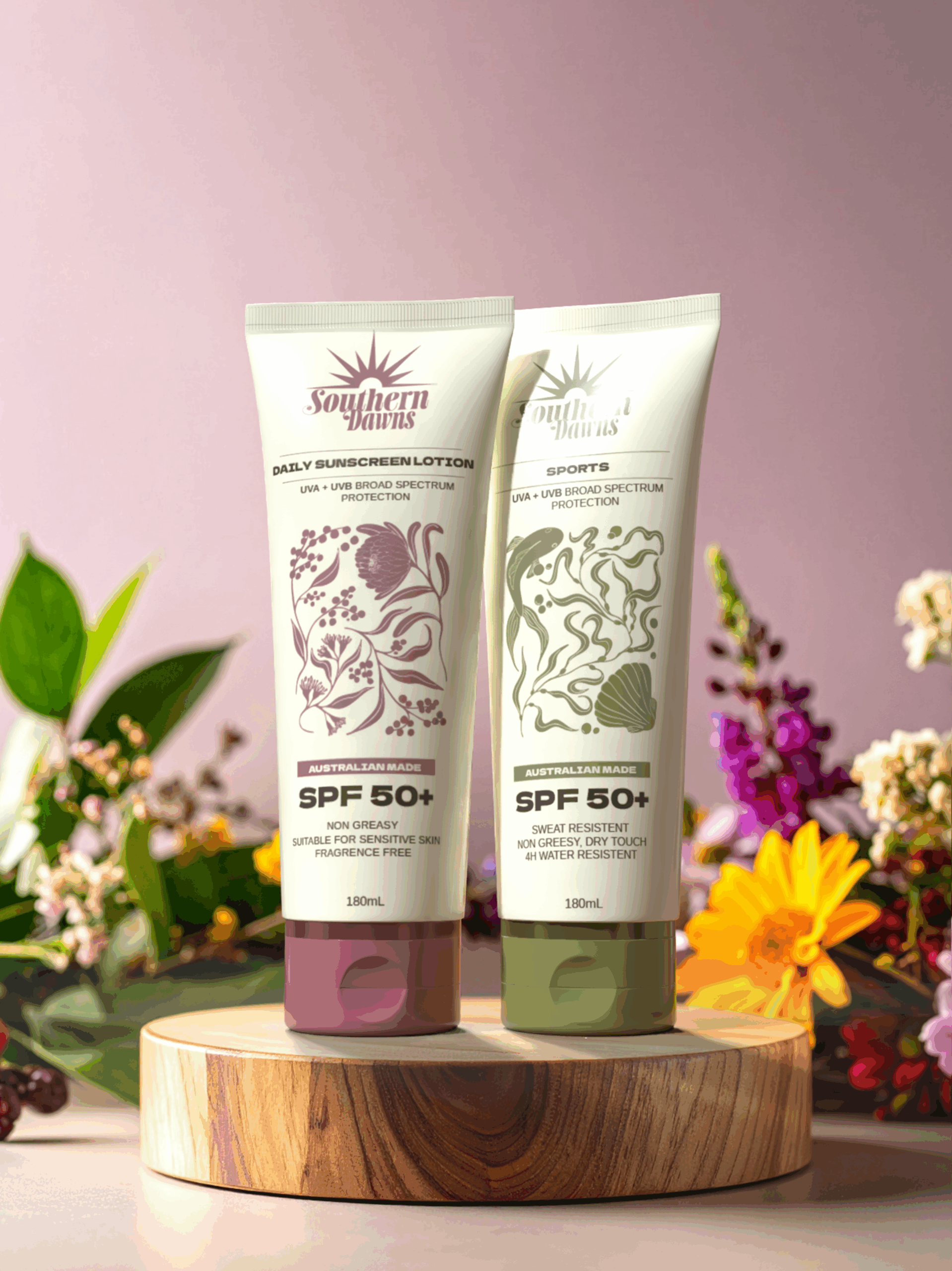 3D rendering of two sunscreen bottles. 