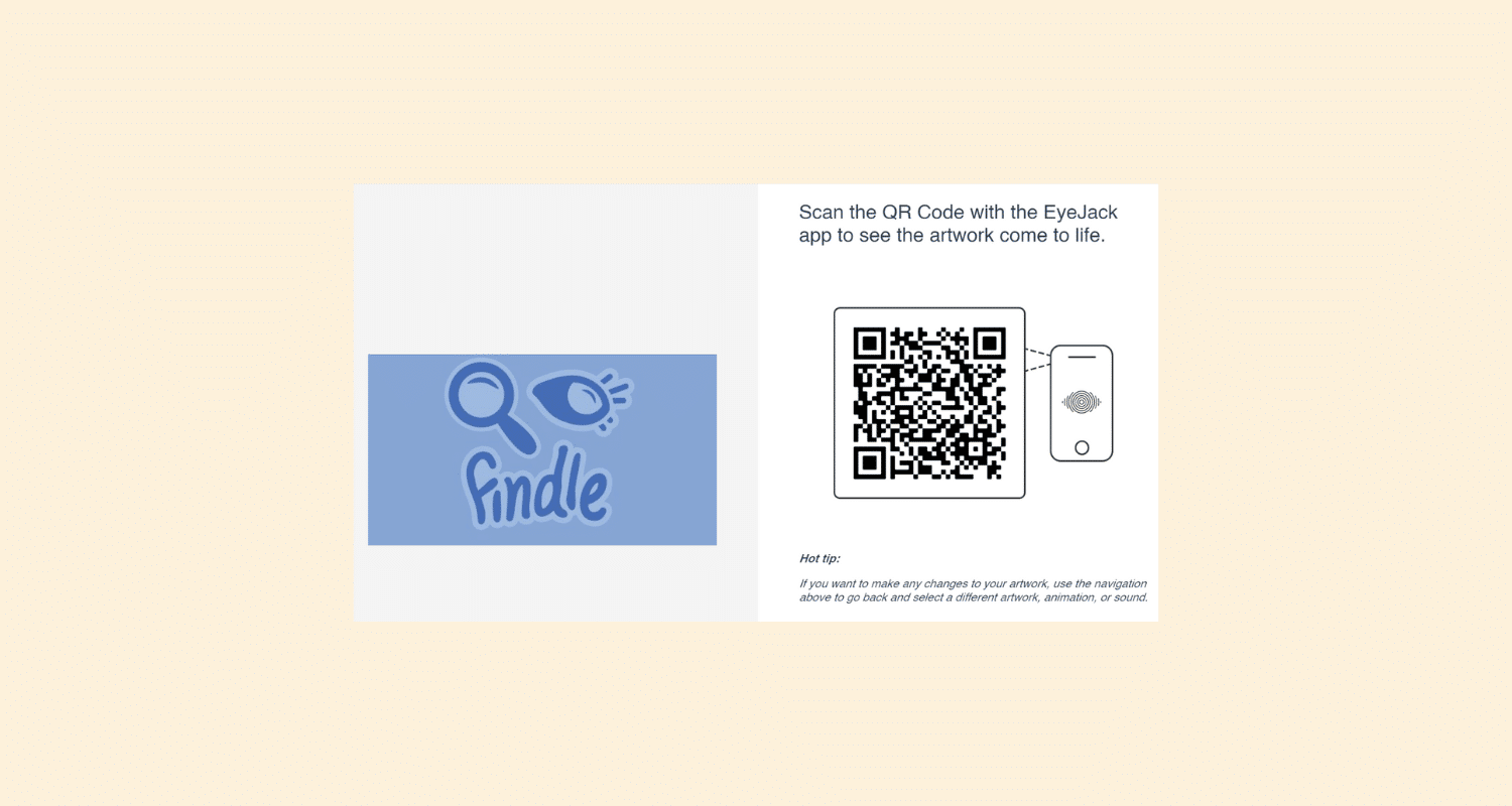 EyeJack QR code to activate the animation of the Findle logo
