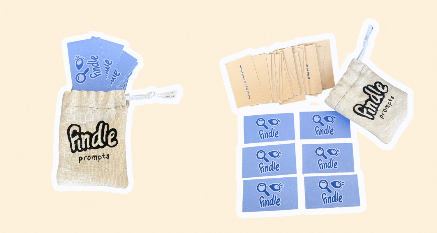 the design of the prompt cards and the fabric draw string bag they come in