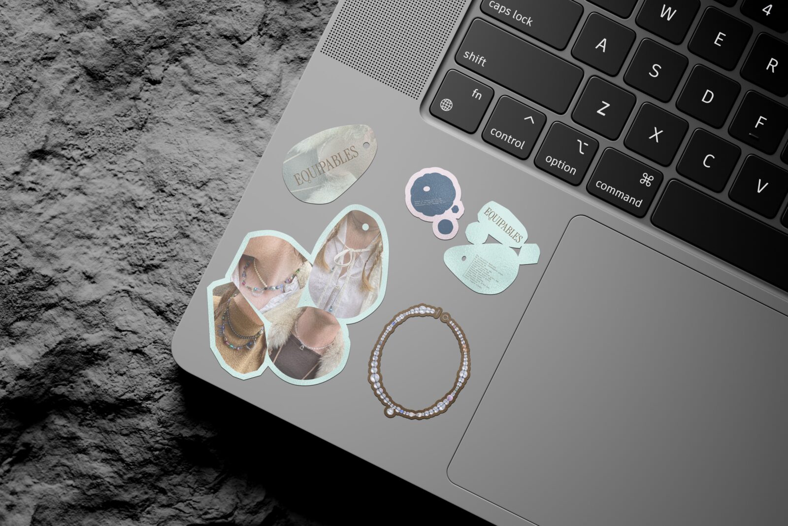 Laptop with Equipables stickers mockup