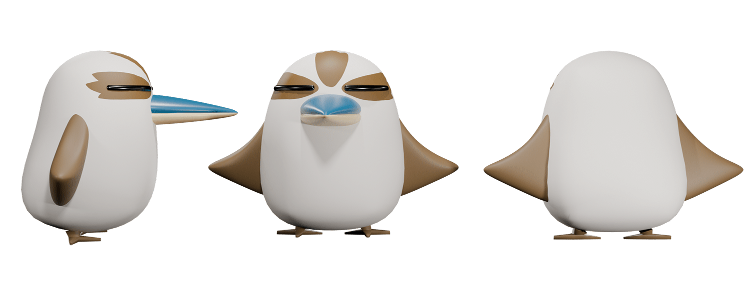 3d model of a kookaburra named Barley.