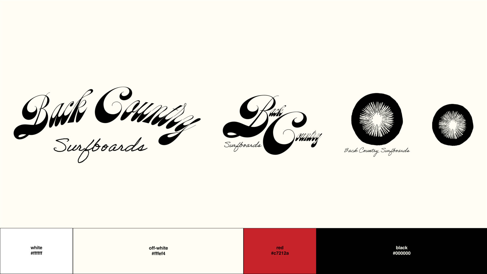 Logo designs and colour palette.